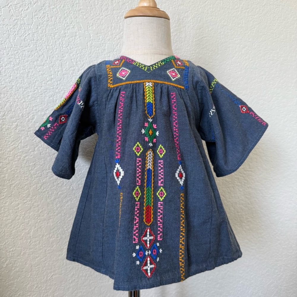 Peek Chambray Embroidered Dress